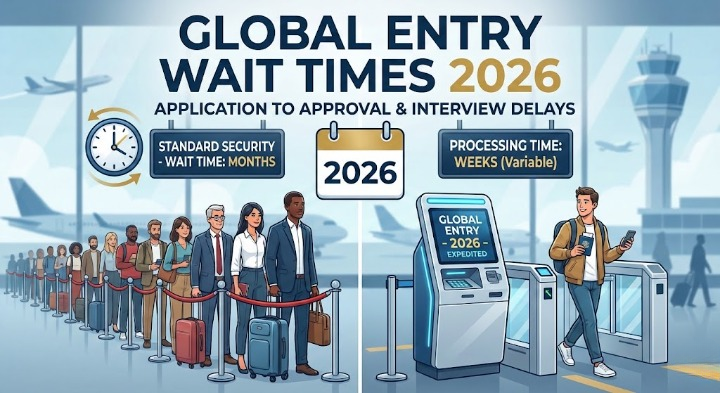 Global Entry wait times by location 2026 - Interactive map showing appointment availability and interview delays across 200+ US enrollment centers